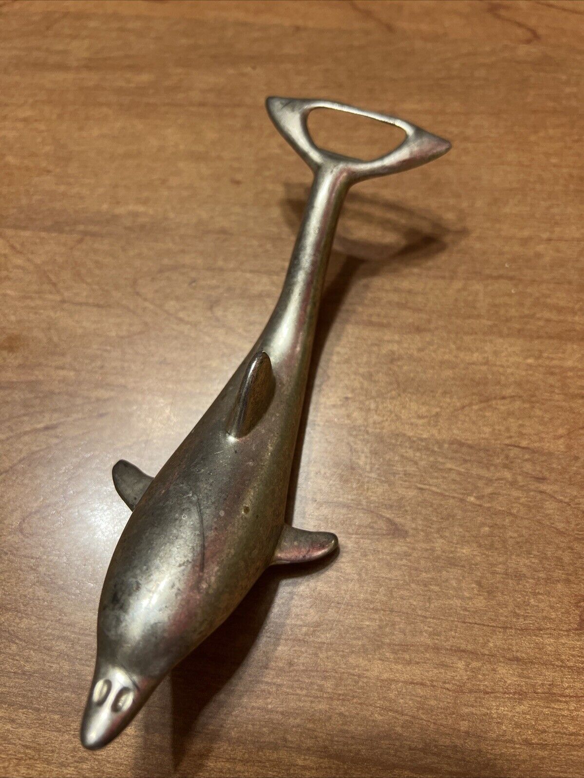 Vintage Mid Centry Modern Silvertone metal Dolphin bottle opener