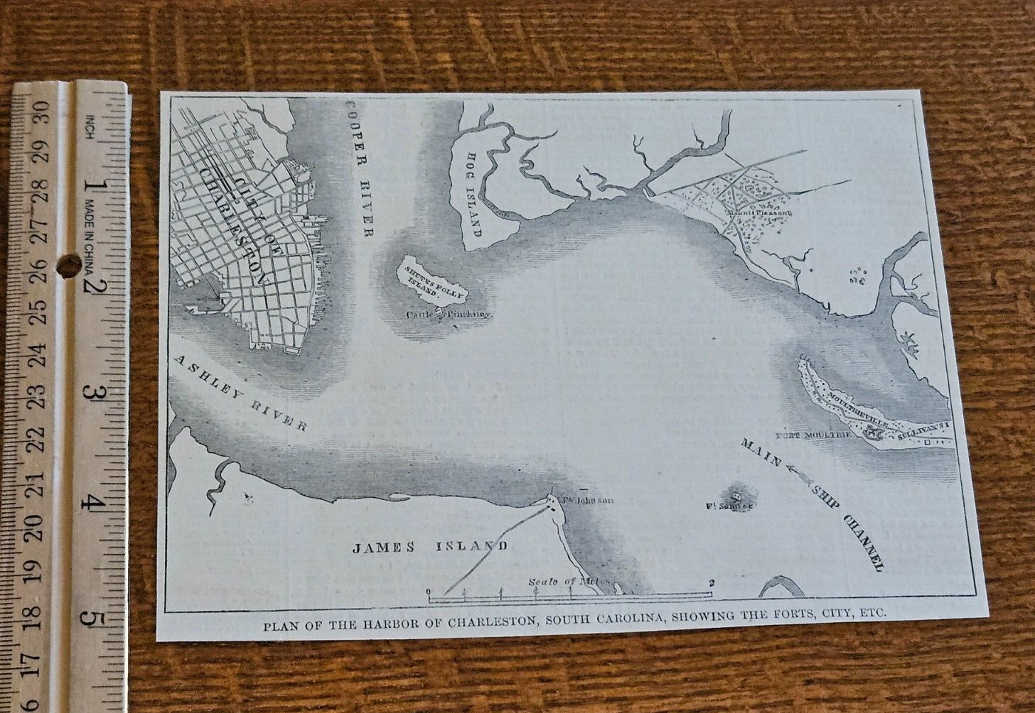 Harper\'s Weekly 1860 Sketch Print Plan of Harbor Of Charleston South Carolina