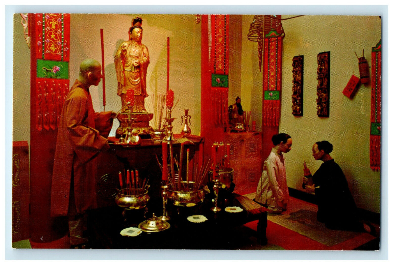 c1960s Monk, Temple God Chinese Temple Wax Museum California CA Postcard