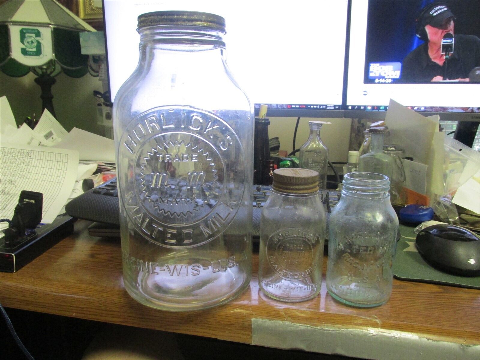 3 different Horlick\'s Malted Milk jars - 10.75\