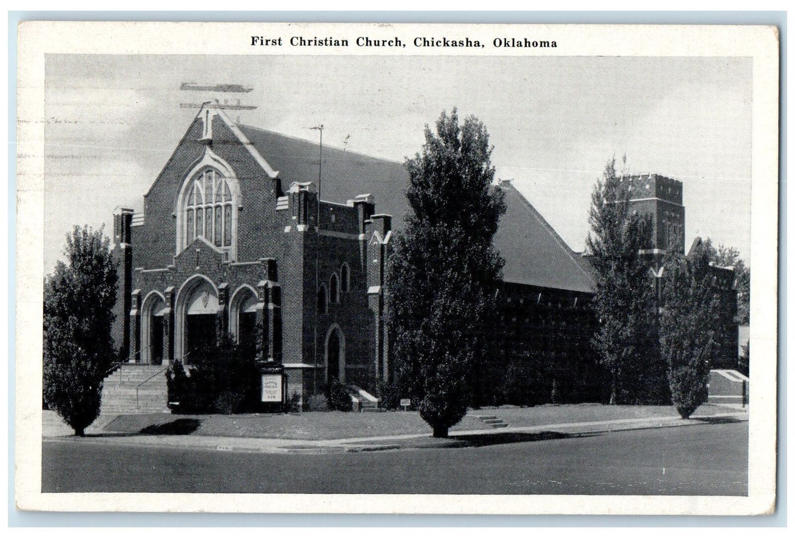 1949 First Christian Church Exterior Scene Chickasha Oklahoma OK Posted Postcard