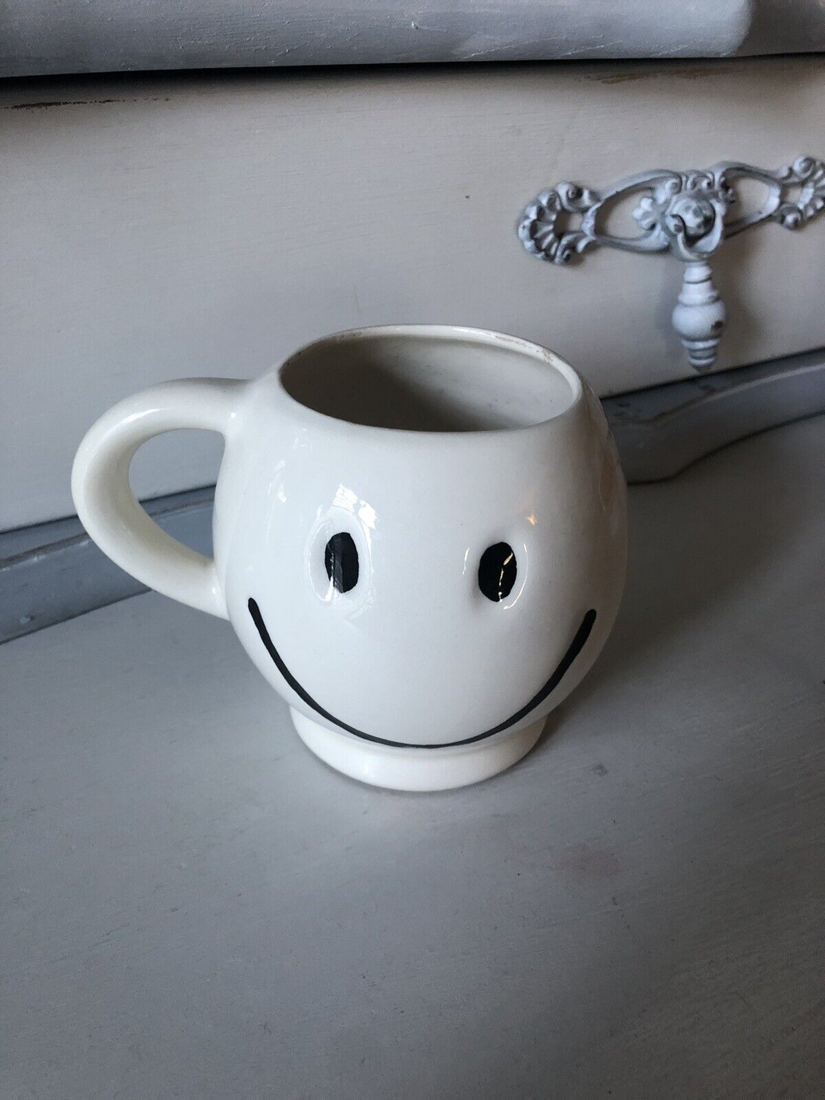 Vintage Smile Coffee Mug White And Black