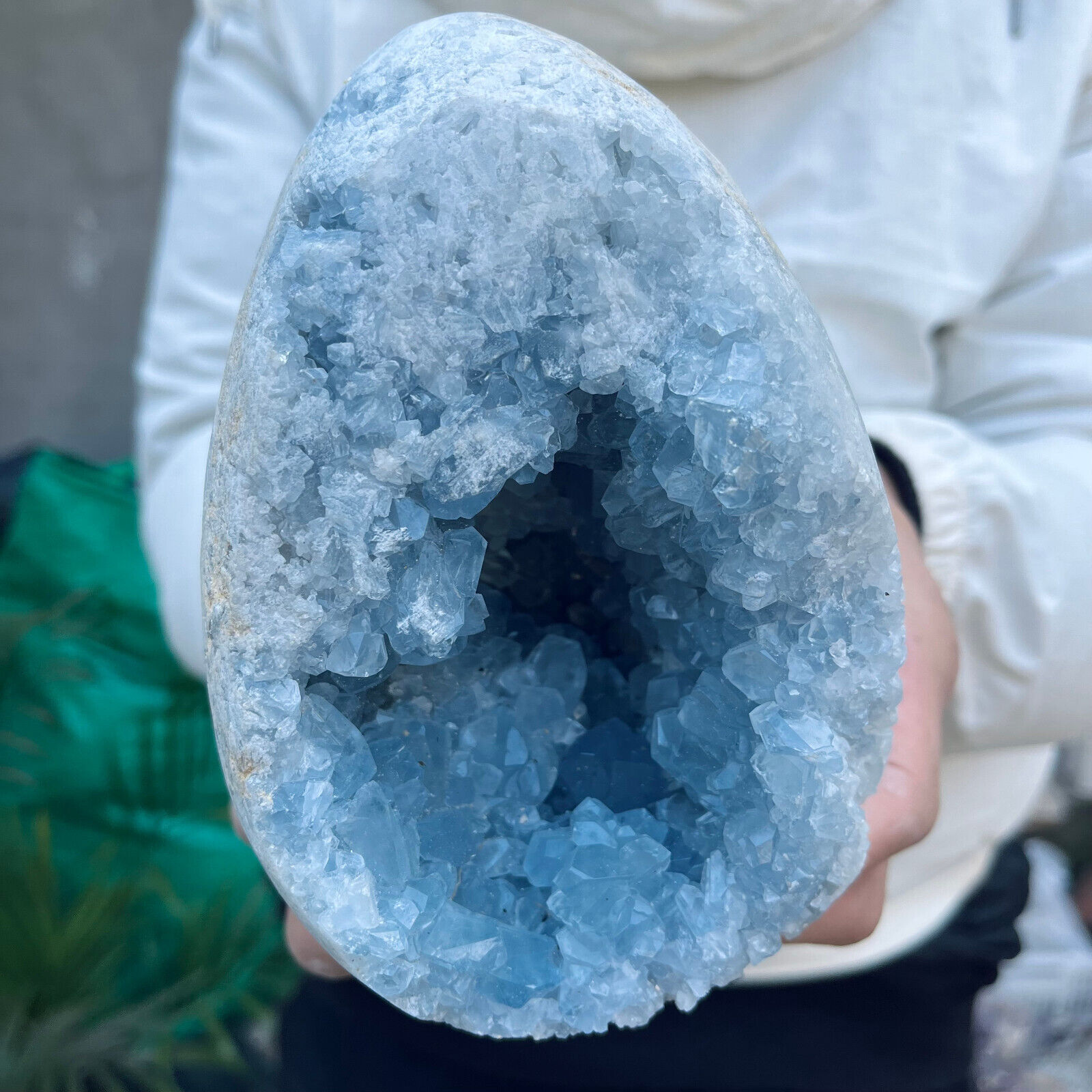 5.8lb Natural Blue Celestite Crystal Geode Quartz Cluster Mineral Specimen