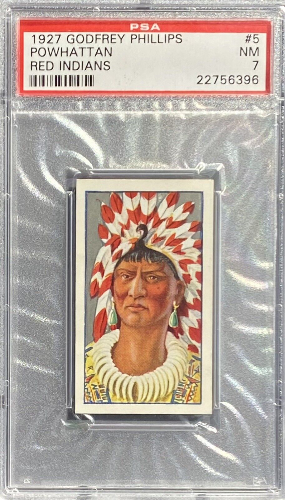 1927 Godfrey Phillips Red Indians #5 POWHATTAN - PSA 7 NM