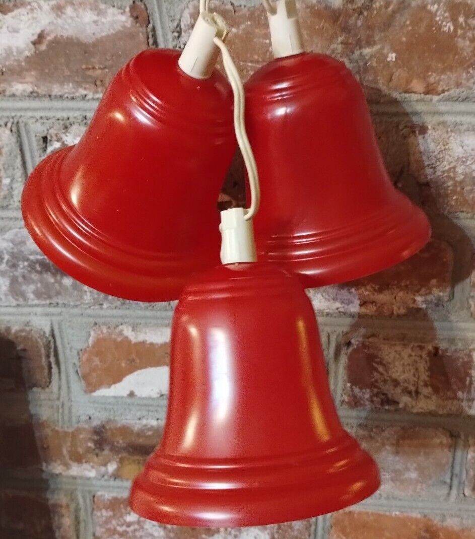 Vintage Christmas Lighted Red Bells 5