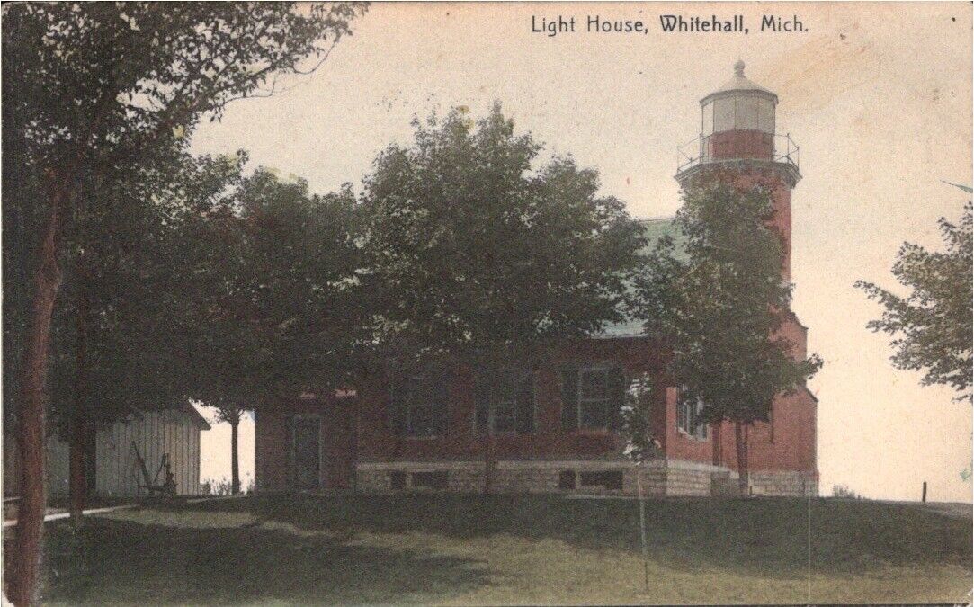 Light House Whitehall Michigan postcard 1908