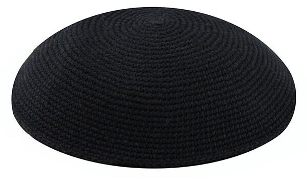 Hand Knitted Black Yarmulke Yamaka Kippah Kipot kipa hat 6.5 inch 17 cm