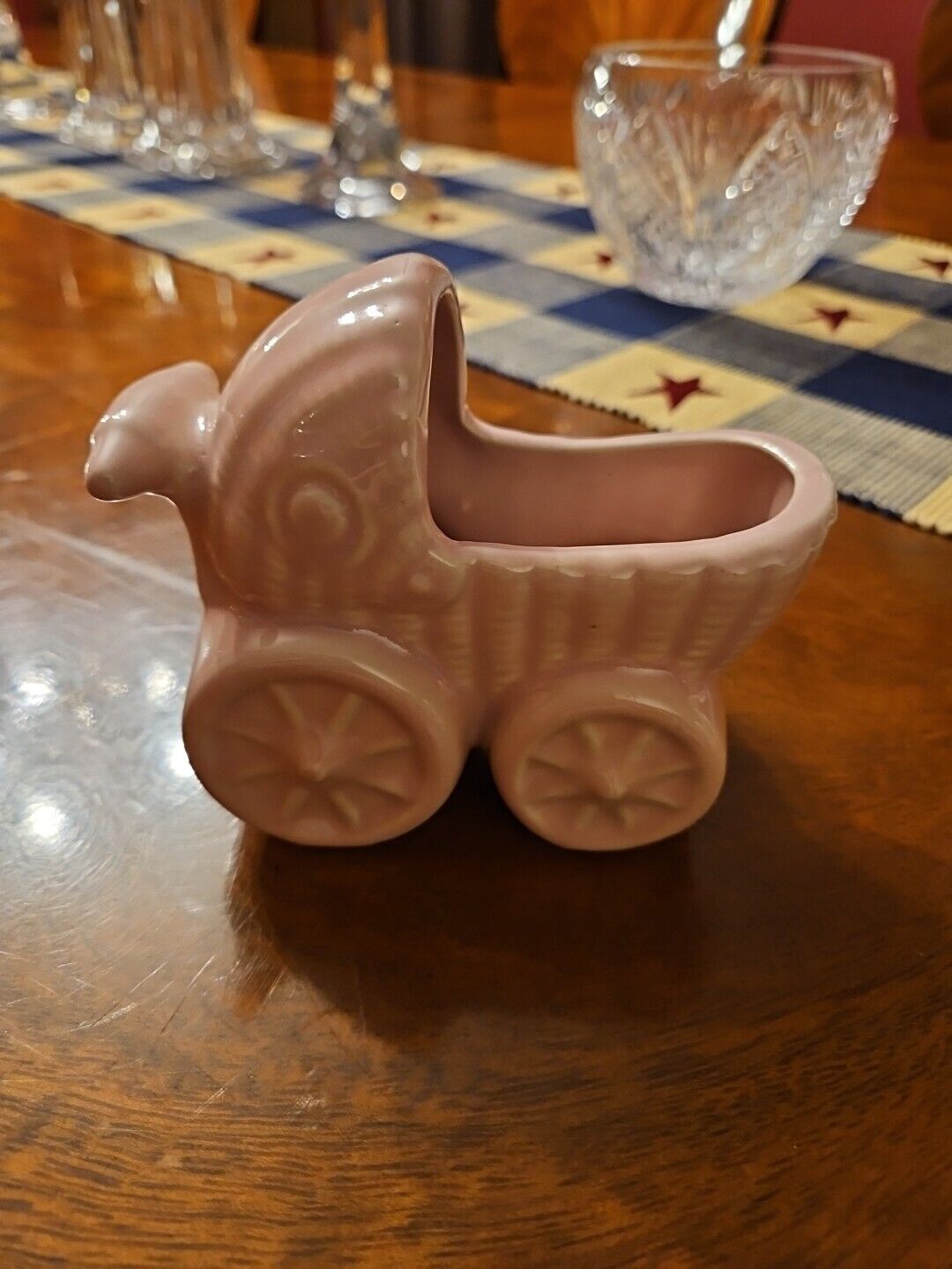 Vintage Pink Baby Buggy Planter