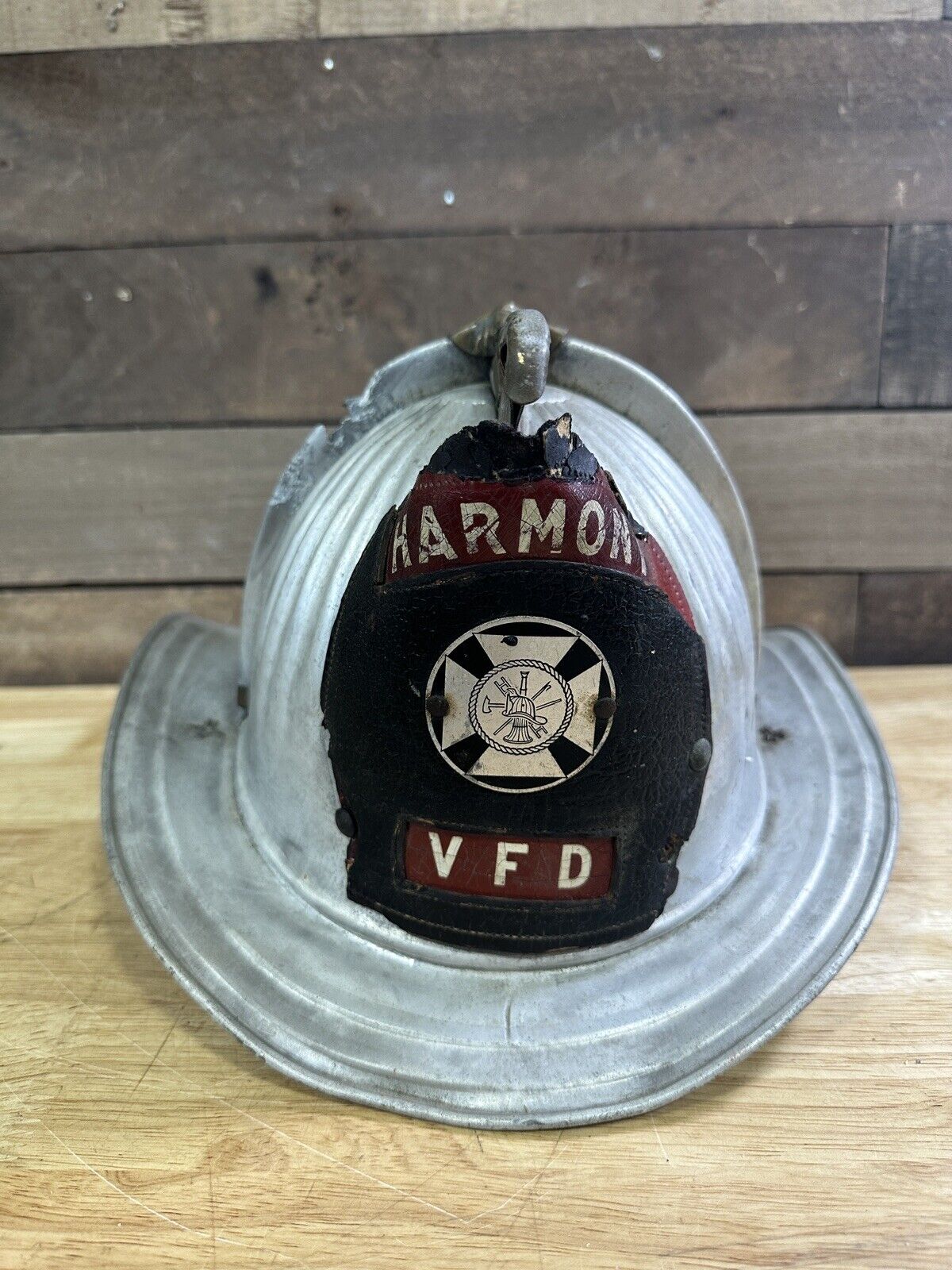 Antique Harmony Volunteer Fire Department High Eagle Fireman Helmet