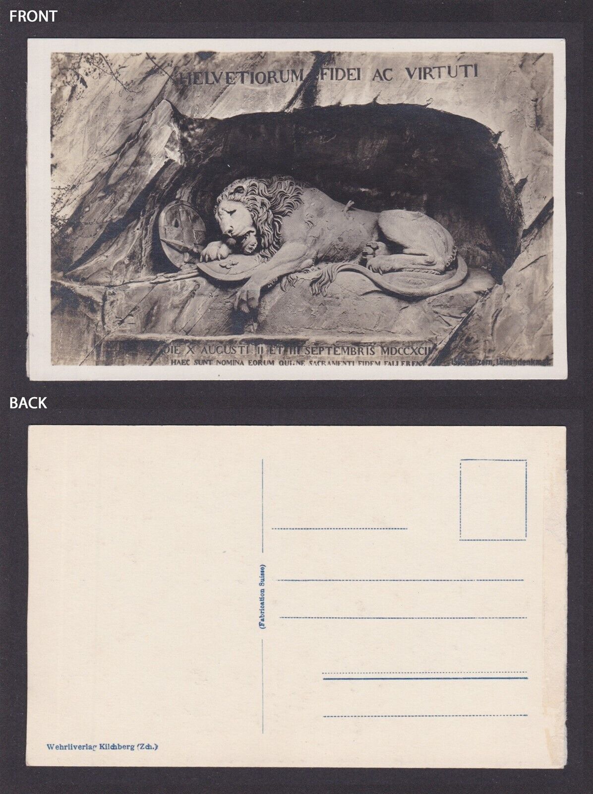 SWTZERLAND, Vintge postcard, Lucerne, Lion Monument