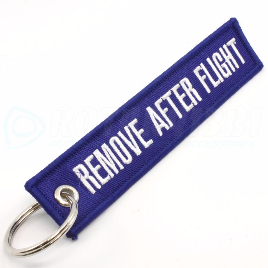 REMOVE AFTER FLIGHT KEYCHAIN QTY= 1 PC BLUE/white TAGS FLAGS PILOT CREW