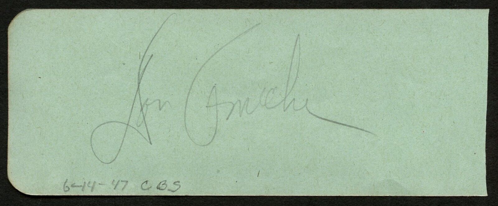 Don Ameche d1993 and Alexis Smith d1993 signed 2x5 cut autograph auto in 1947