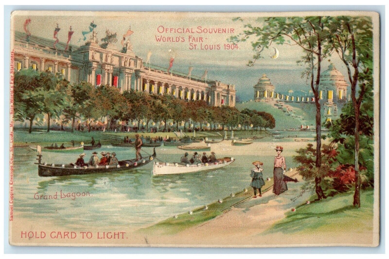 c1905 Hold Card To Light World\'s Fair St. Louis Grand Lagoon HTL Postcard
