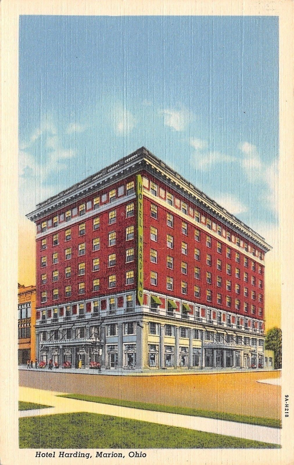 Marion Ohio~Hotel Harding~1939 Postcard
