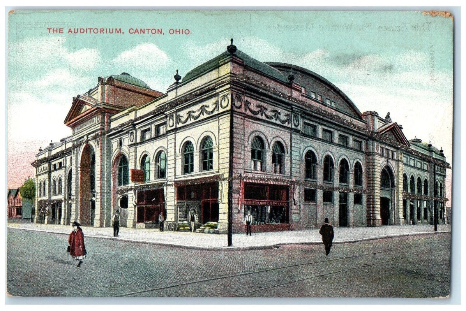c1910 Exterior View Auditorium Building Canton Ohio OH Antique Unposted Postcard