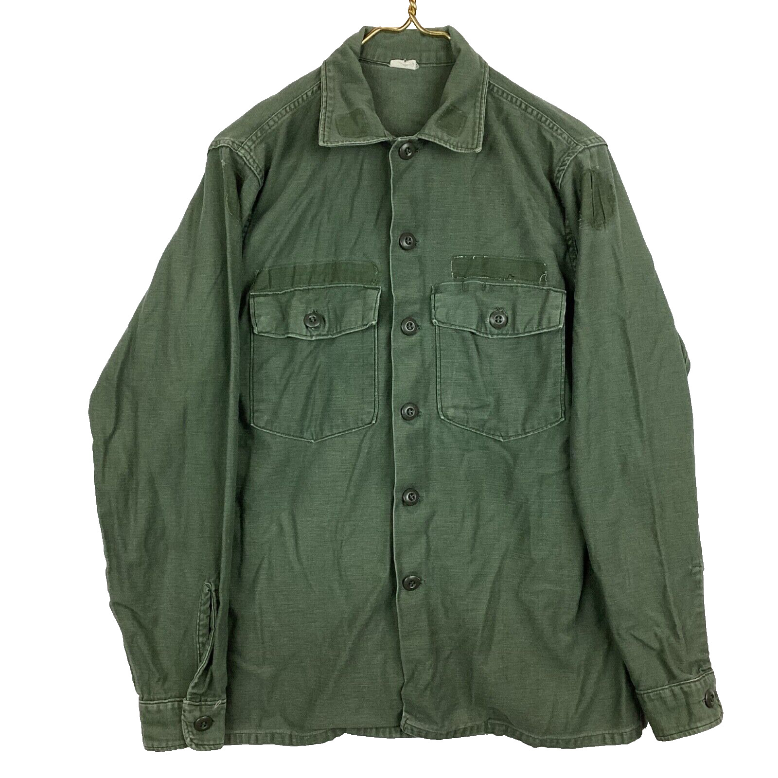 Vintage Us Army Og 107 Button Up Shirt Large Green 1971 70s Vietnam Era