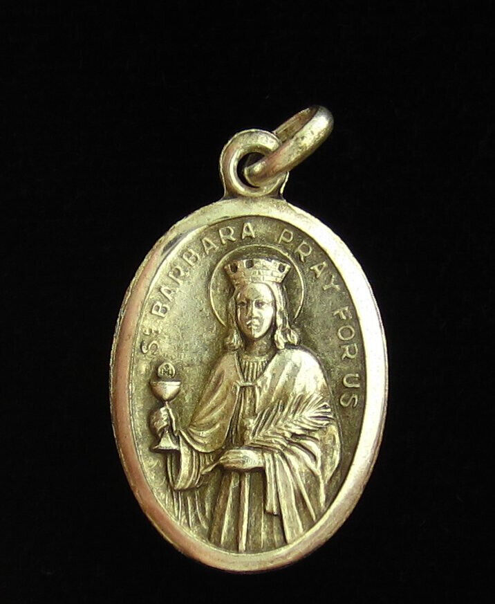 Vintage Saint Barbara Medal Religious Holy Catholic Catherine of Siena