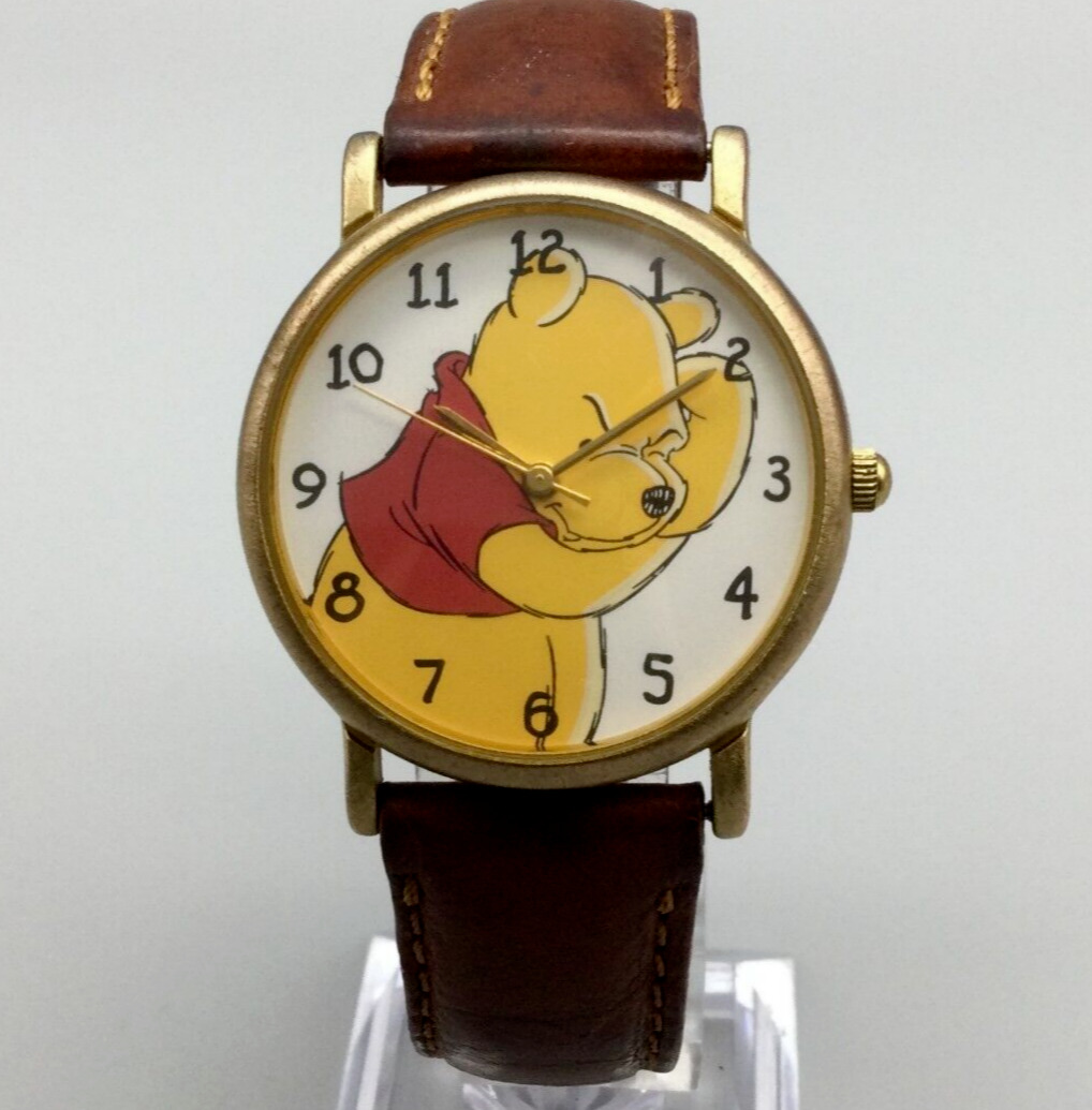 Timex Disney Winnie the Pooh Watch Women 33mm Gold Tone Leather Band New Battery