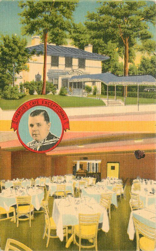 Minneapolis Minnesota Charlie\'s Cafe Exceptionale 1940s Kennedy Postcard 21-9029