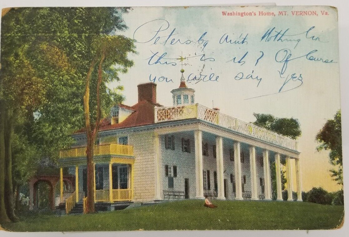 1909 Washington's Home Mt Vernon Virginia Postcard
