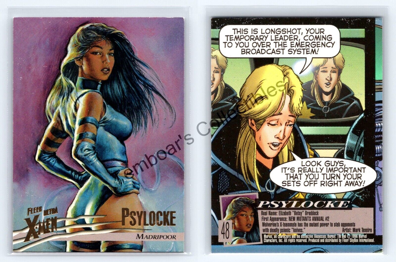 1996 Fleer Ultra X-Men 🔥 Psylocke #48 Madripoor 🔥 Artwork by Mark Texeira