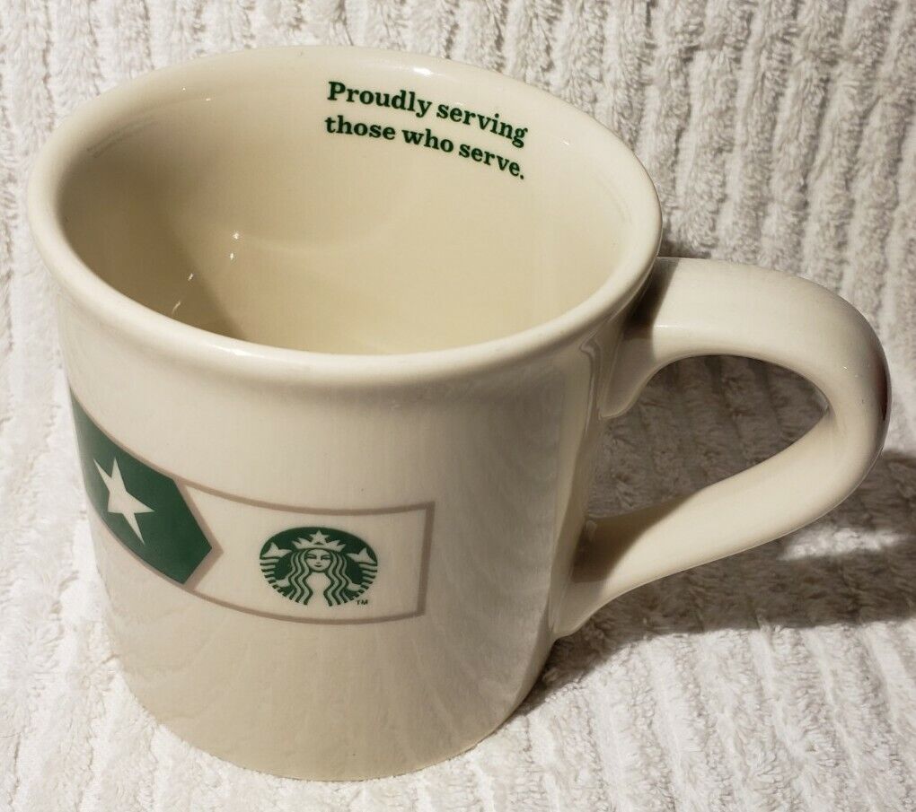 Starbucks 2013 Coffee Mug Military 14OZ. Cup  “Proudly Serving Those Who Serve” 