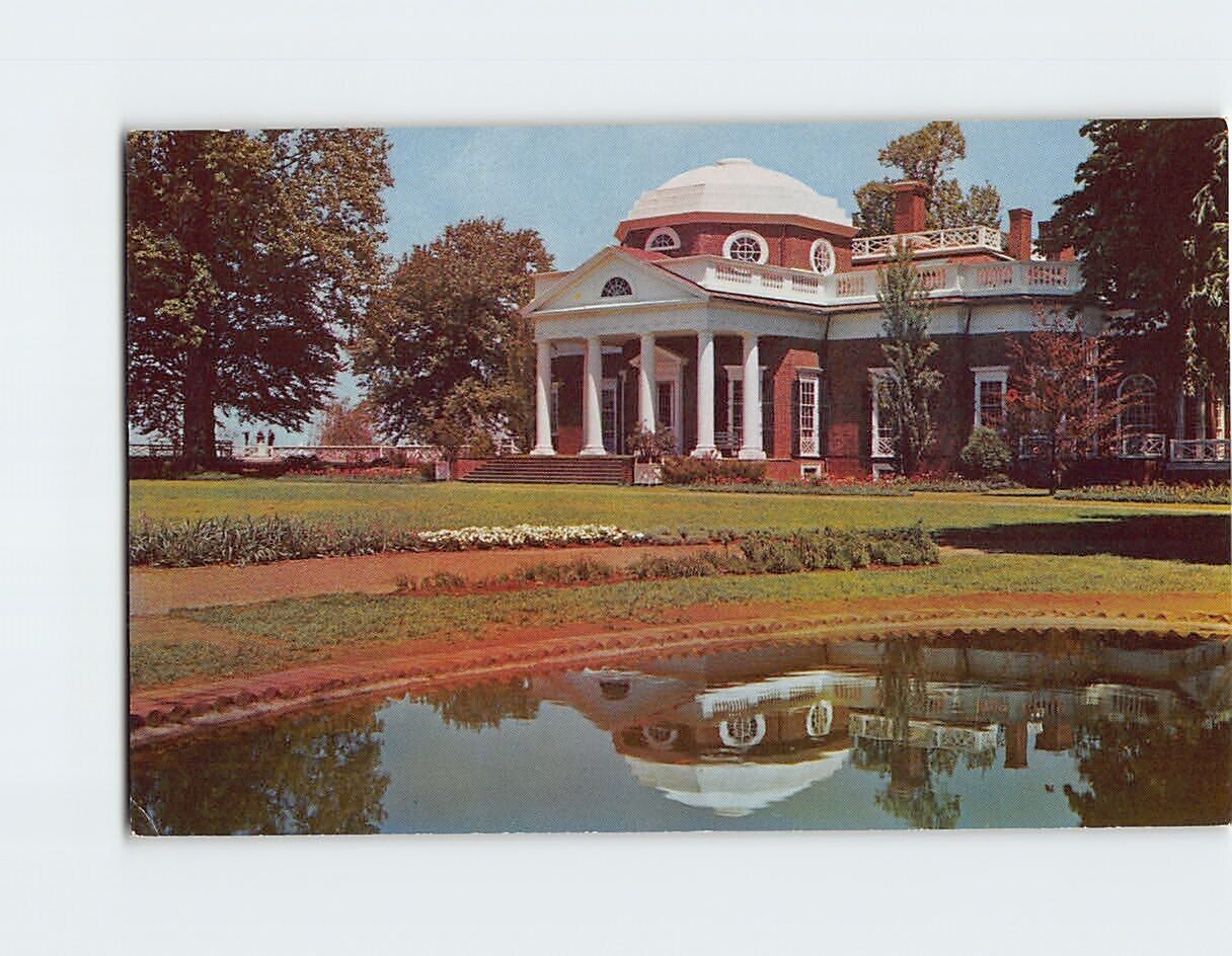 Postcard West Front Fish Pond Monticello Charlottesville Virginia USA