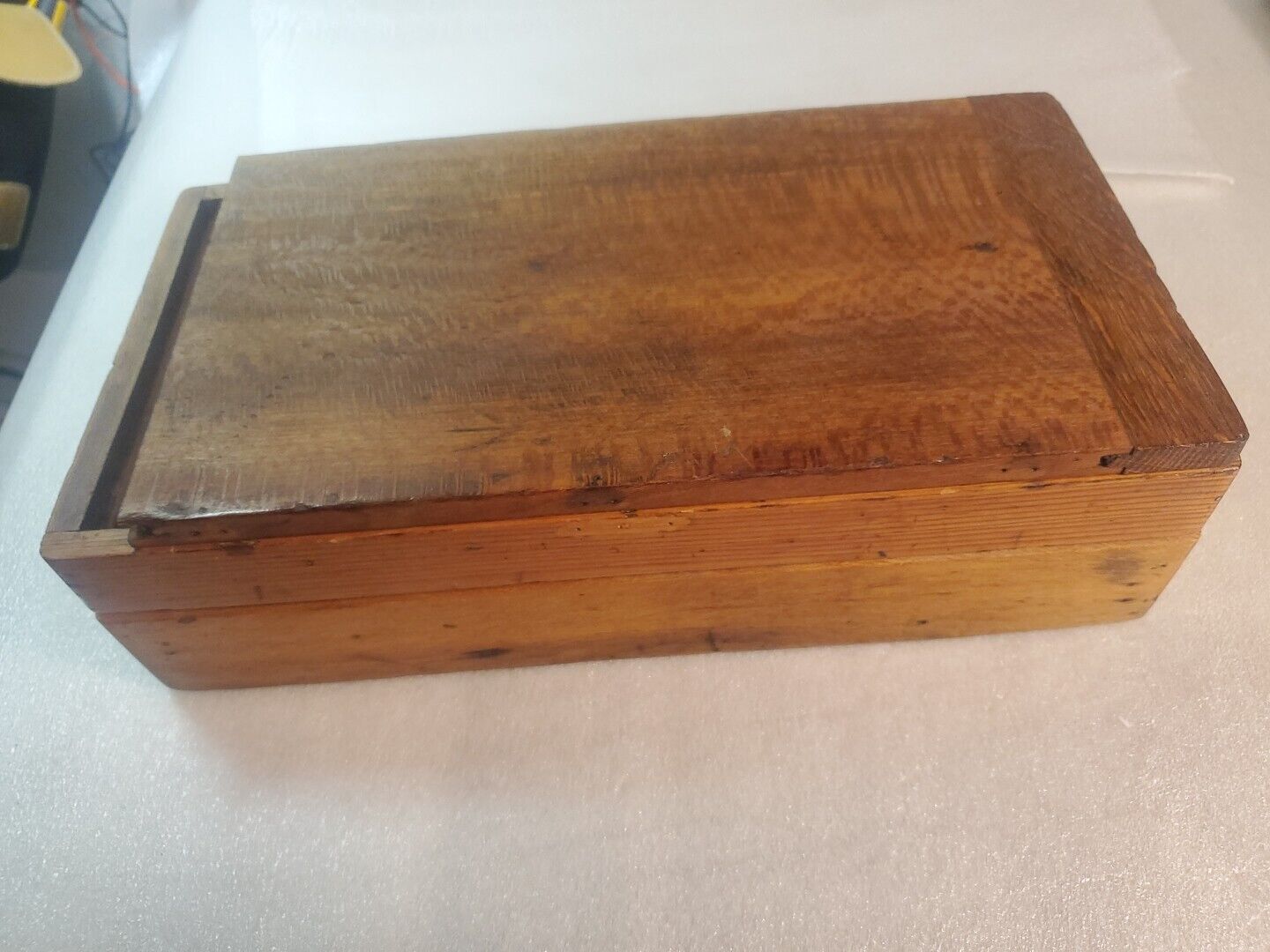 Vintage Handmade Wooden Pencil Box Dovetail Joints With Drawer Wood Writing  Pad