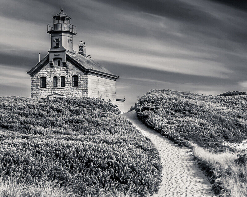 8x10 Photo of the Historic North Lighthouse on Block Island, RI (B&W)