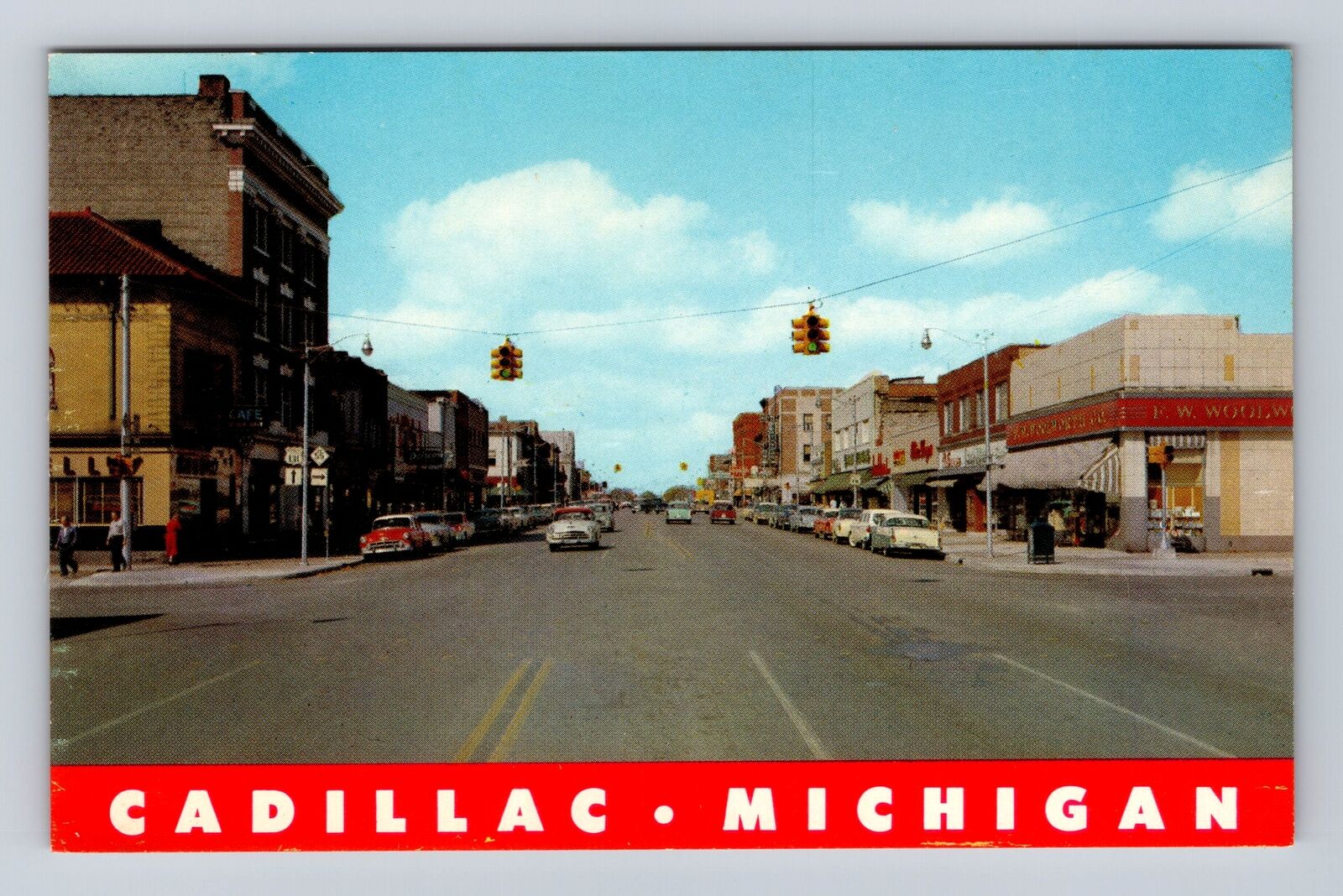 Cadillac MI-Michigan, General Banner Greeting, Main Street, Vintage Postcard
