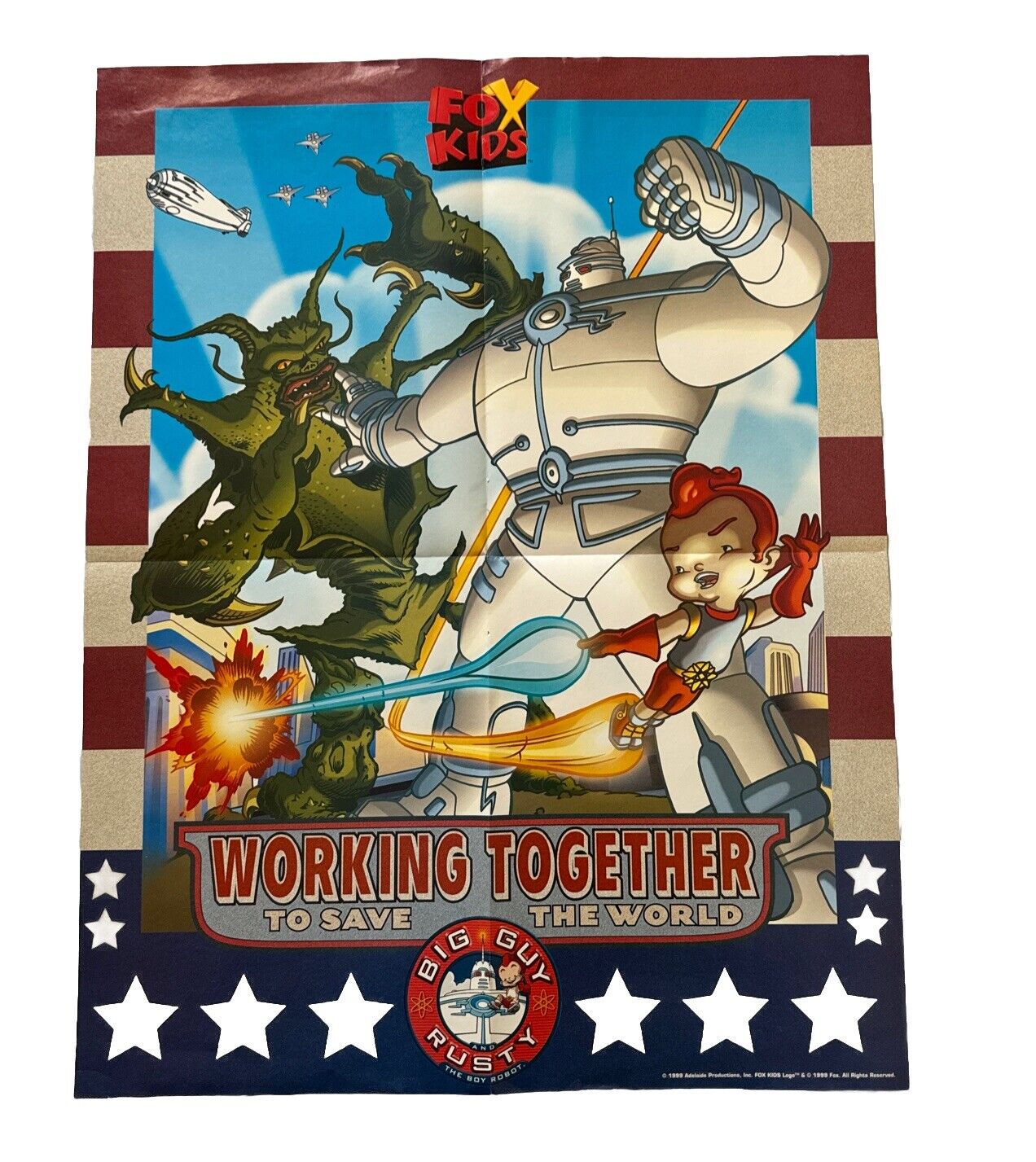 1999Big Guy Rusty Boy Robot Working Together Fox Kids Cartoon Foldout Poster