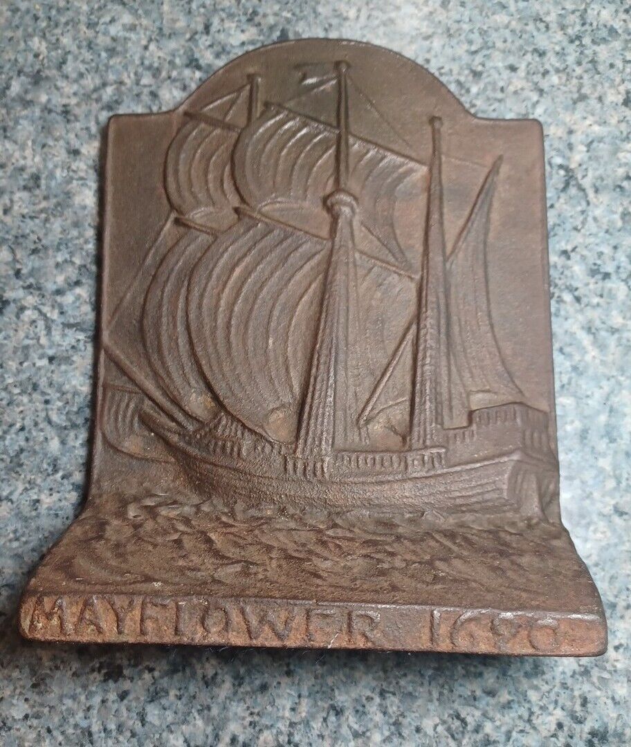 Rare Bradley & Hubbard Sailing Mayflower 1620 Door Stop Antique Cast Iron
