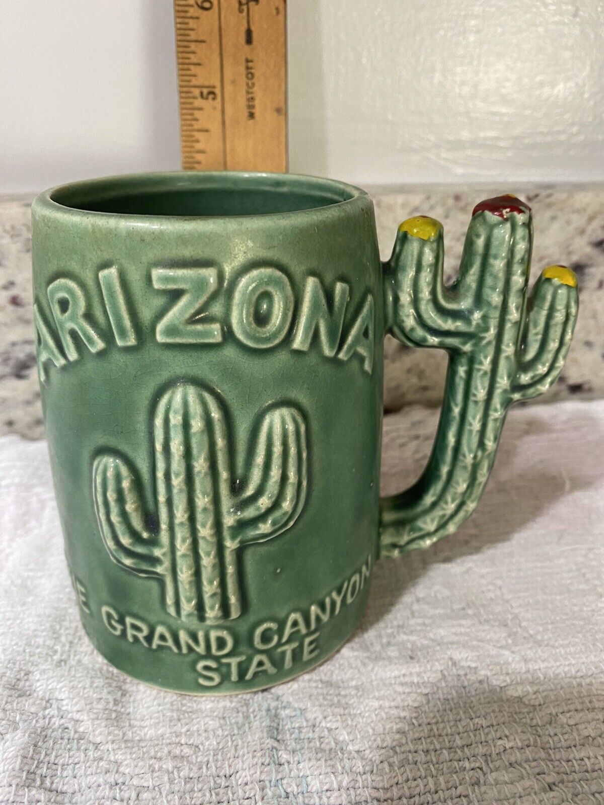 Vintage Made in Arizona Cactus Green Novelty Mug