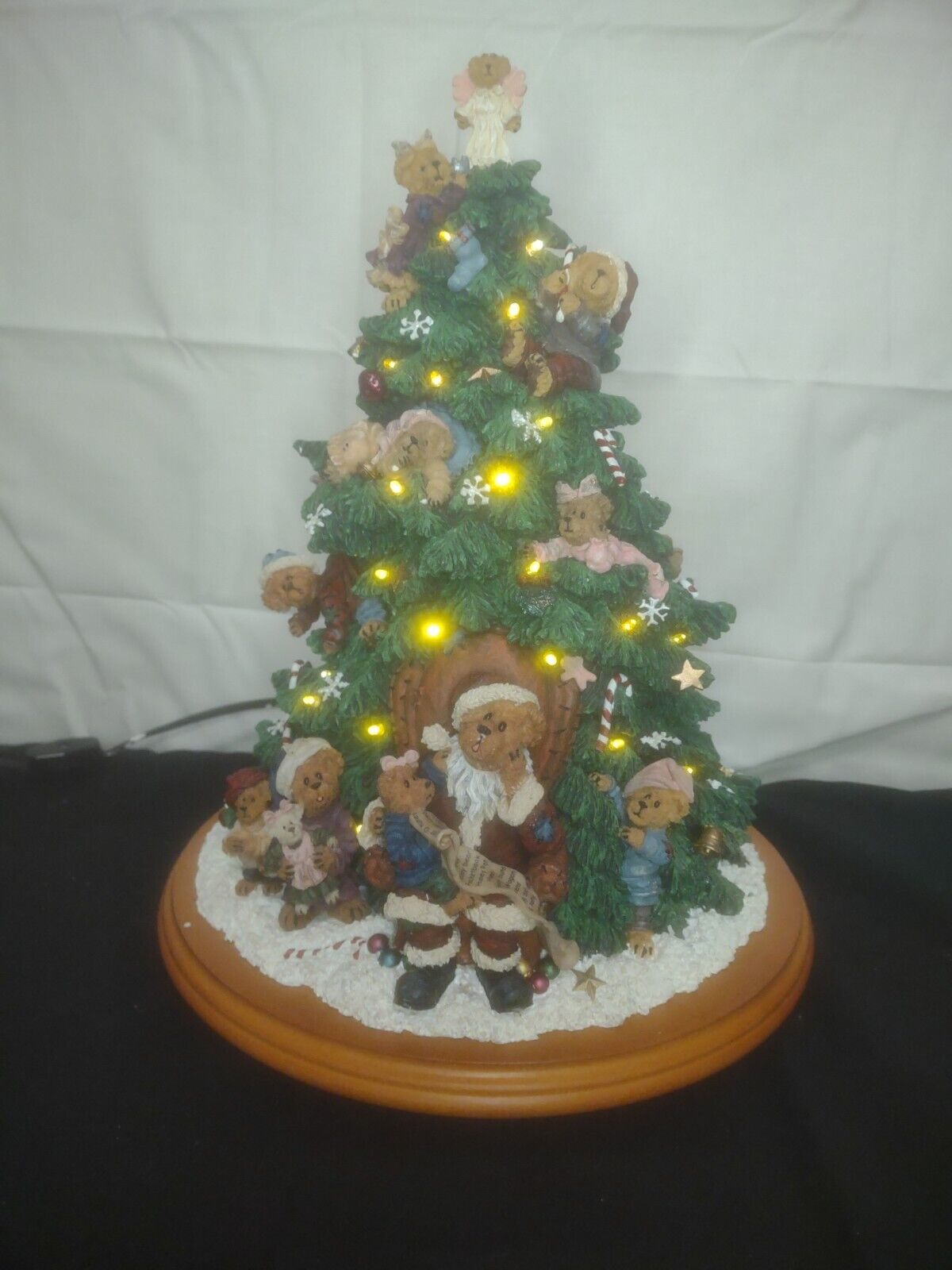 Vintage Danbury Mint Boyds Bears Lighted Christmas Tree ~Working