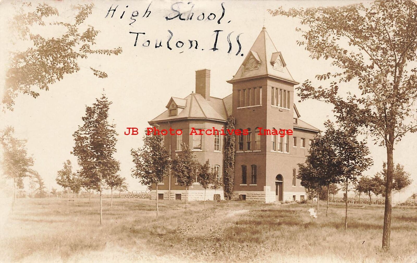 IL, Toulon, Illinois, RPPC, High School Building, Exterior View, Photo