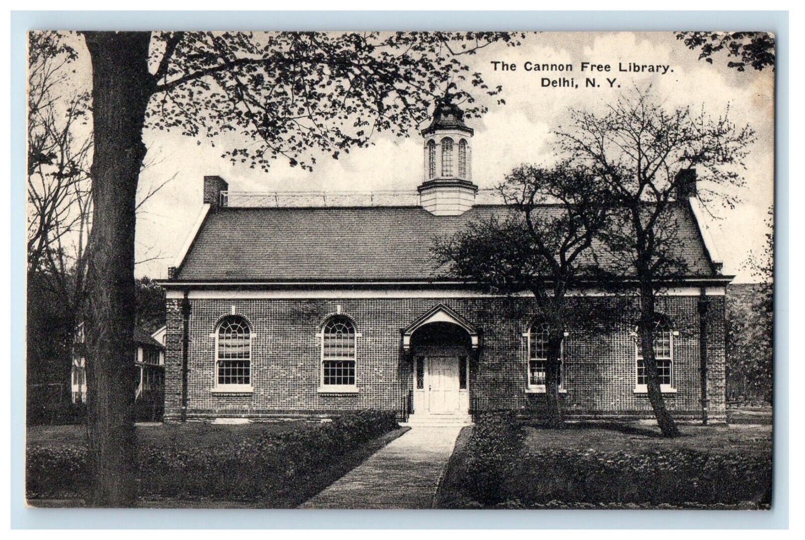 1921 The Cannon Free Library Delhi New York NY Posted Vintage Postcard
