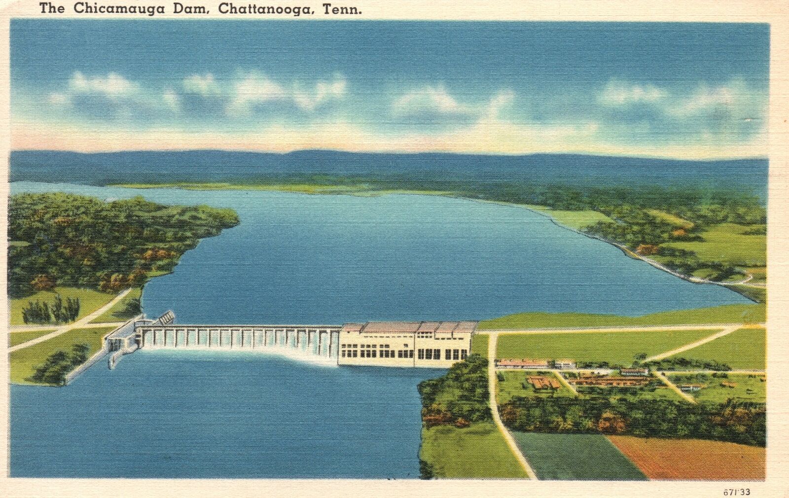 Vintage Postcard 1920\'s View of The Chicamauga Dam Chattanooga Tennessee TN