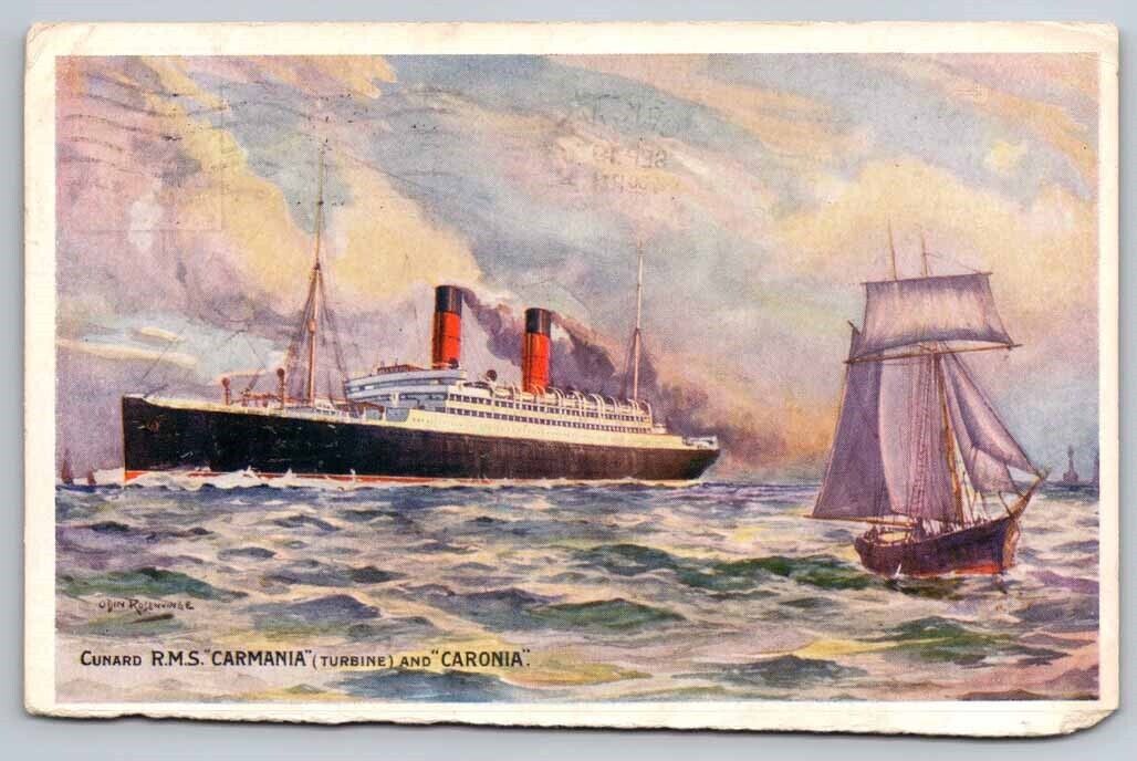 eStampsNet - Postcard Cunard RMS Carmania Steamship and Caronia 1907