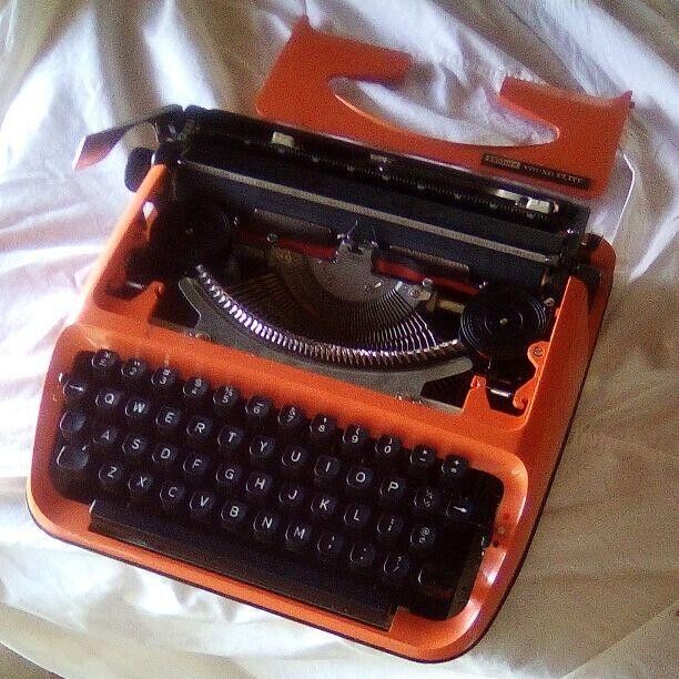 Brother Young Elite Typewriter Retolo Vintage Antique Orange Alphabetic Array