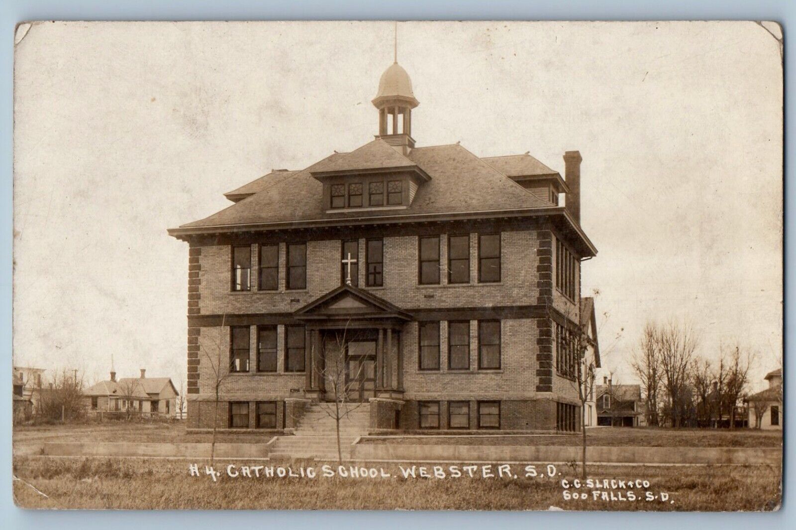 c1910\'s Catholic School Building Webster South Dakota Slack RPPC Photo Postcard