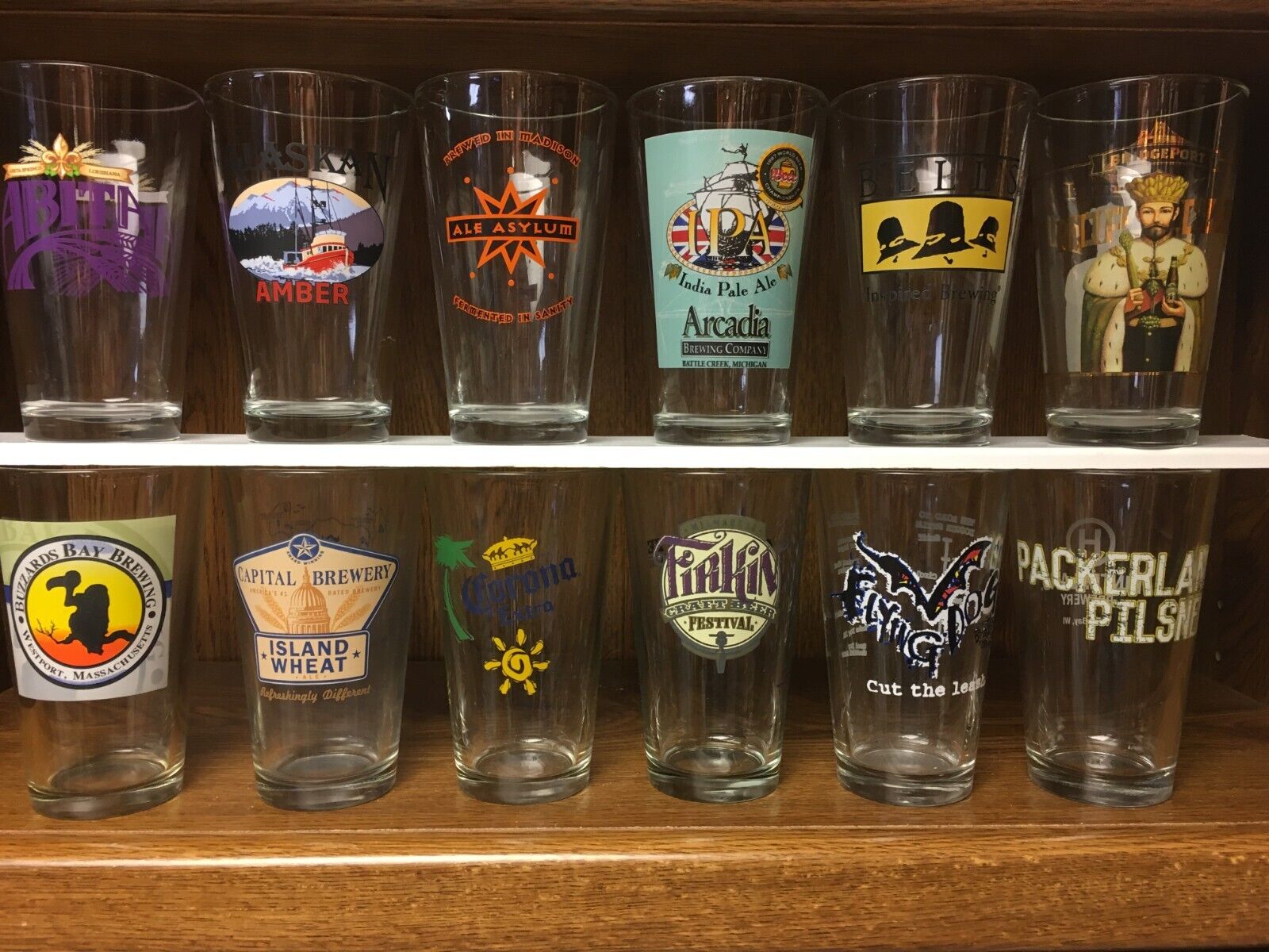 Large selection of pint glasses.  36 to choose from.  $4 each