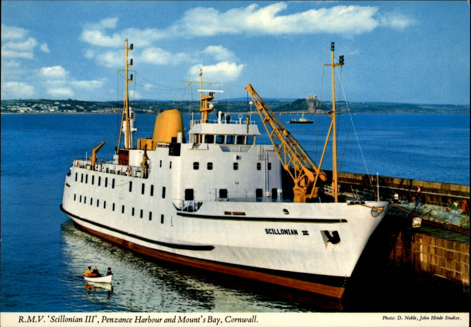 RMV Scillonian III Penzance Harbor Cornwall England ~ vintage postcard