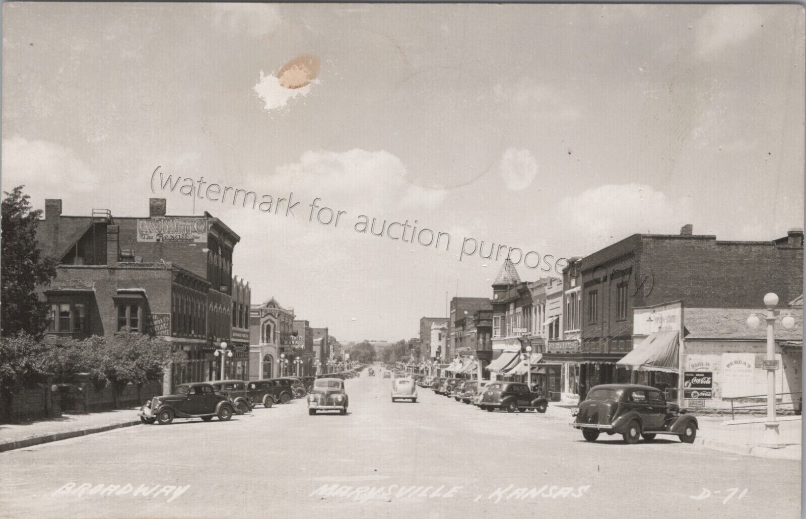 Marysville, KS - Street Scene 1948 RPPC - Vintage Kansas Real Photo Postcard
