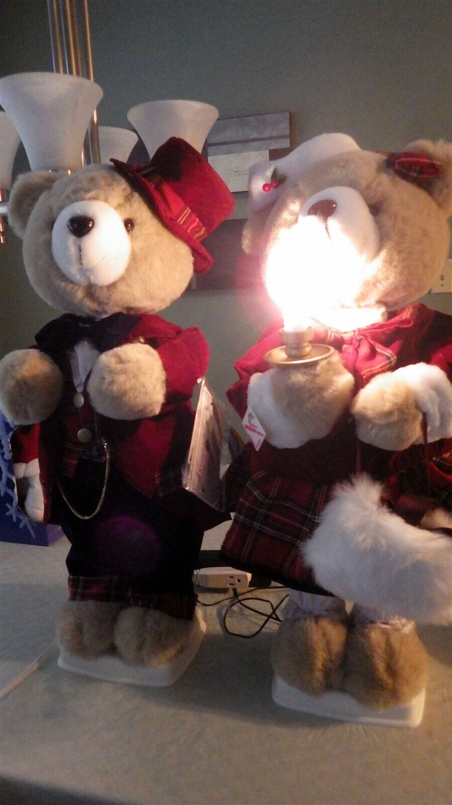 NWT Vtg Telco Motionettes of Christmas Animated Mr&Mrs Teddy Bear Carolers WORK