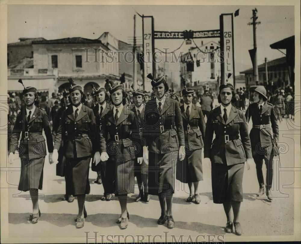 1939 Press Photo Members of Women's Corps, Albanian Army, World War II