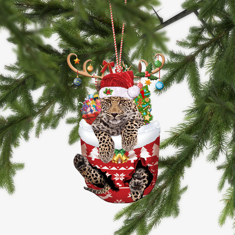 Leopard Christmas Ornament, Leopard Snow Pocket Ornament, Leopard Lovers Gift