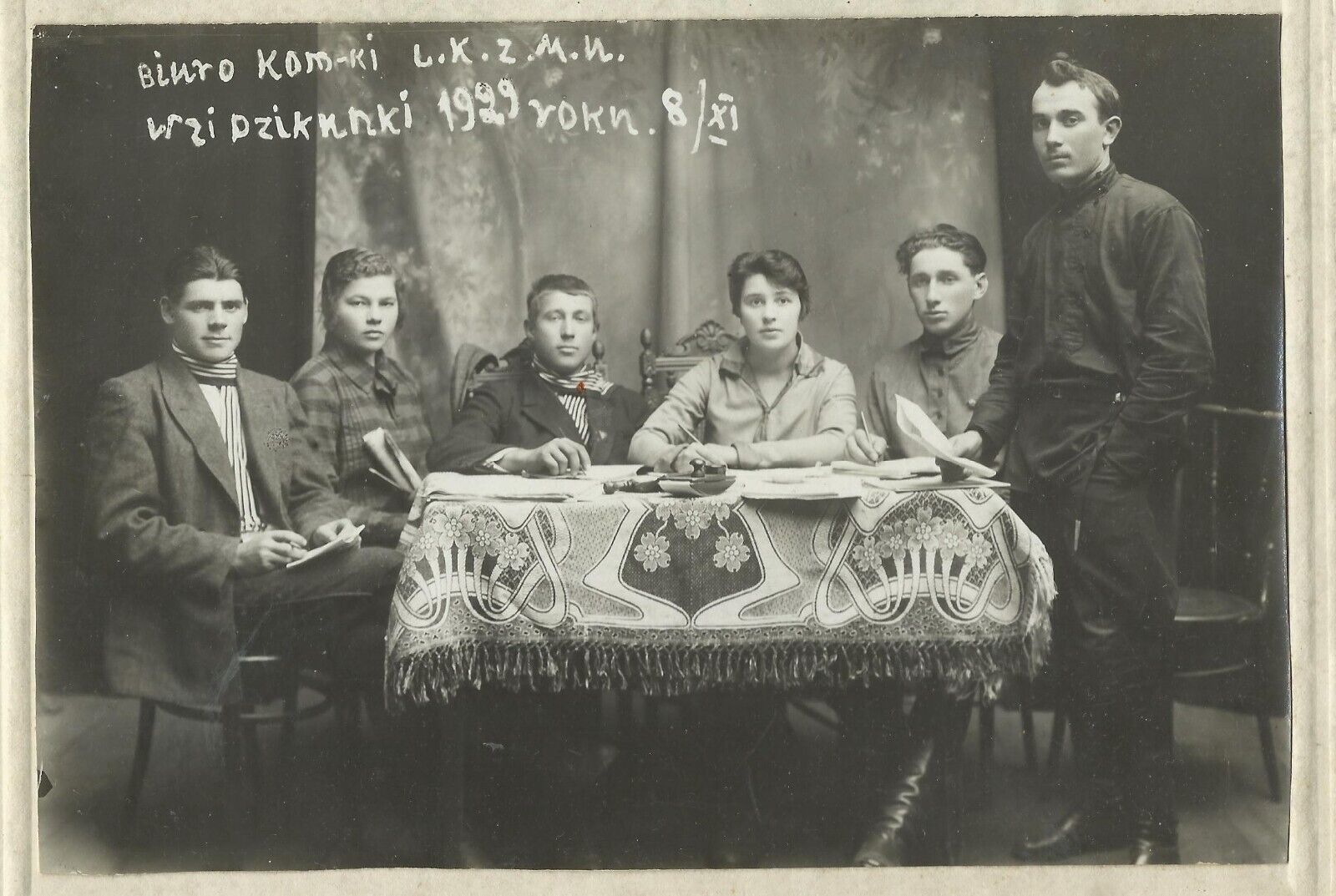 1929 Men Woman Fashion Polish Group LKZMU Komsomol Vintage Vtg Soviet Photo
