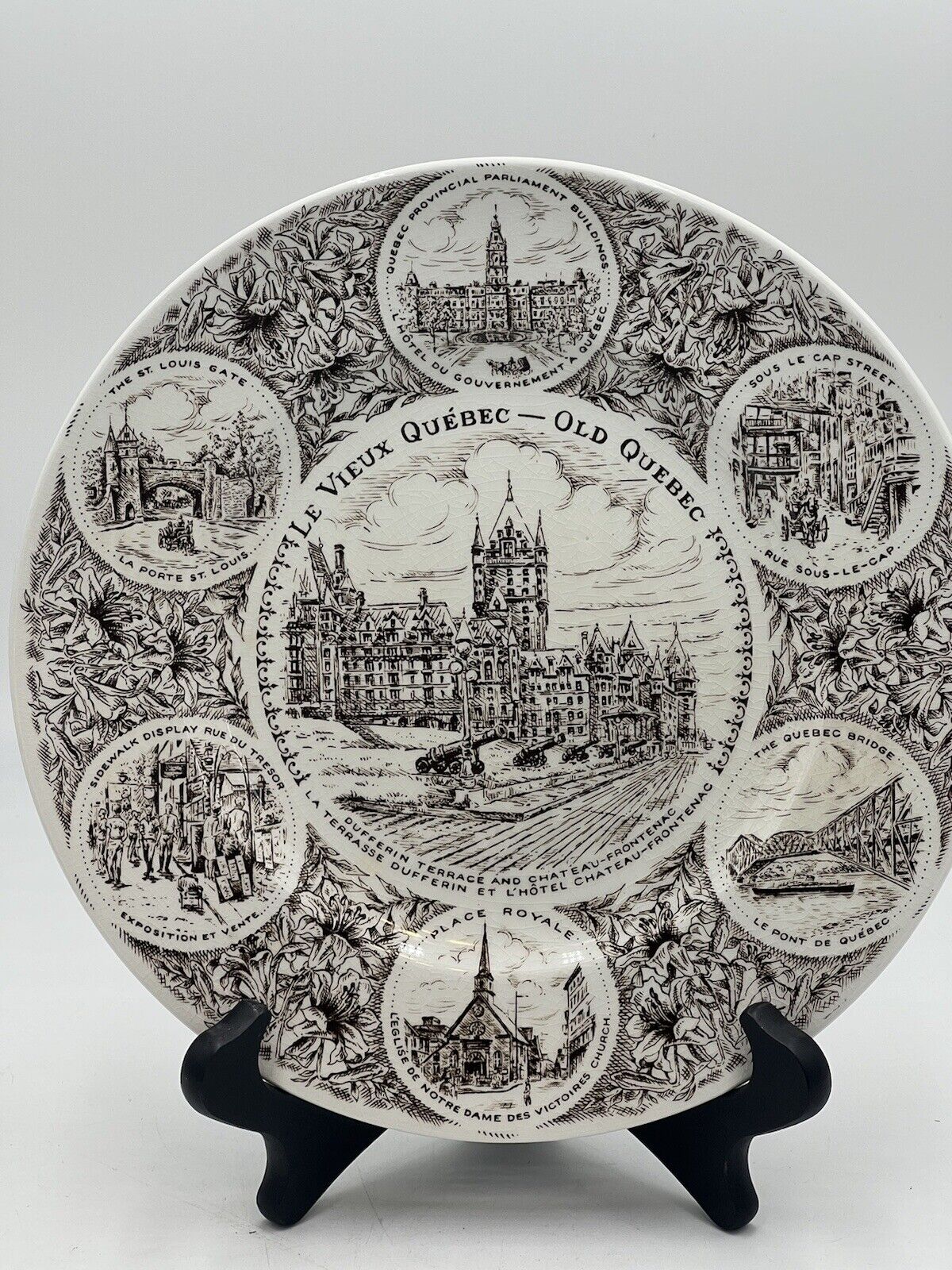 Le Vieux Quebec Old Quebec Collector Plate by Woods & Sons (England) Brown 10”