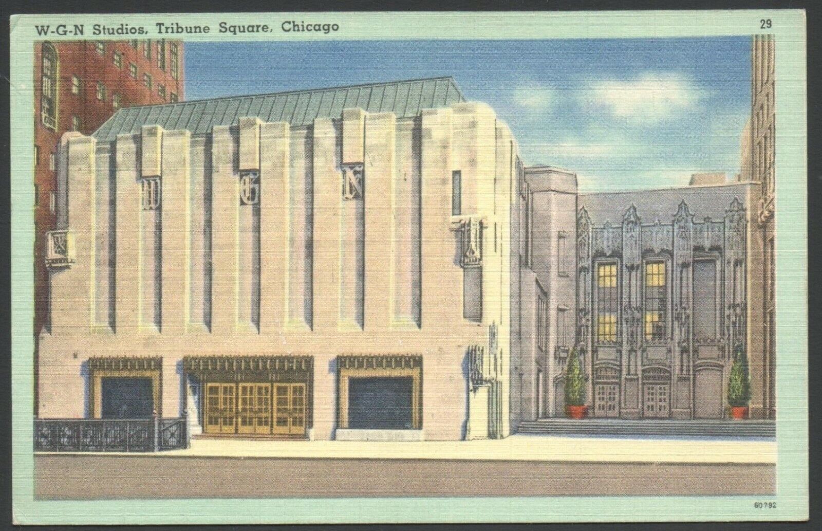 Vintage Postcard W-G-N Studios Tribune Square, Chicago, Illinois