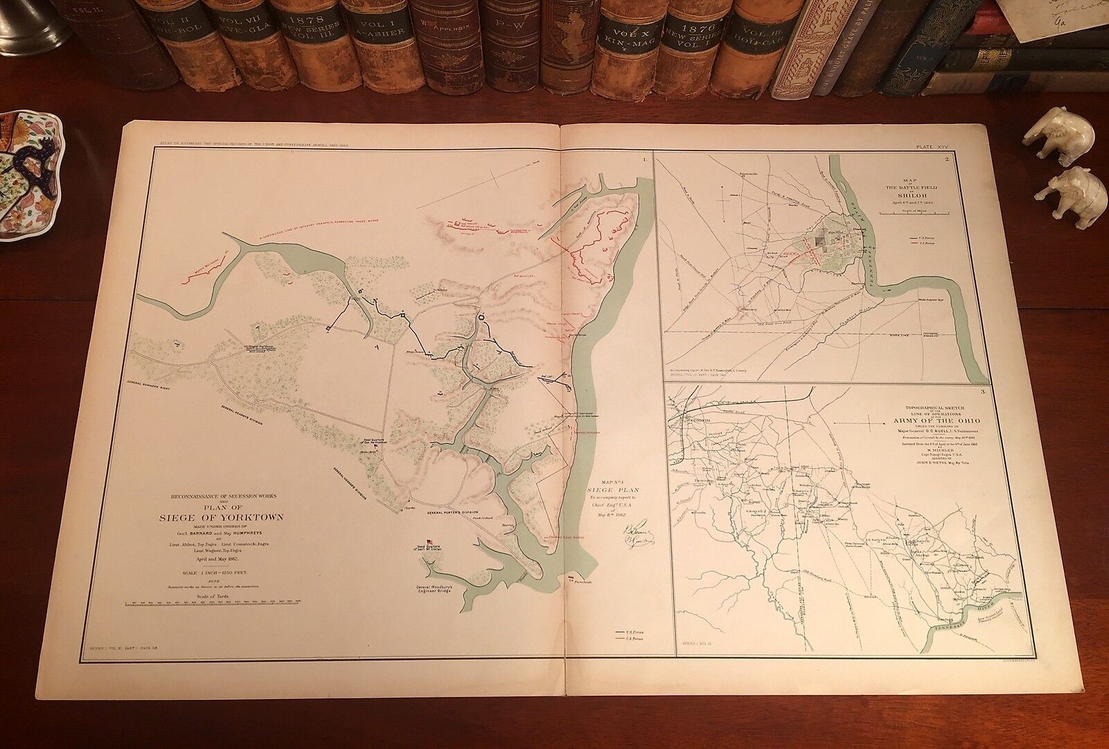 Large Original Antique Civil War Map SIEGE of YORKTOWN Virginia April & May 1862